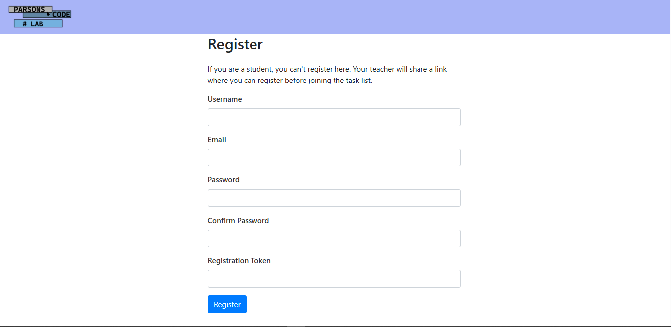 Teacher Register Screenshot